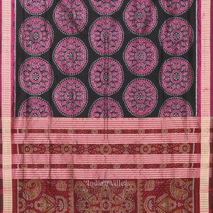 Exclusive Black Beautiful Jhoti Theme Sambalpuri Silk Saree