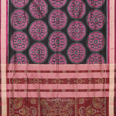 Exclusive Black Beautiful Jhoti Theme Sambalpuri Silk Saree