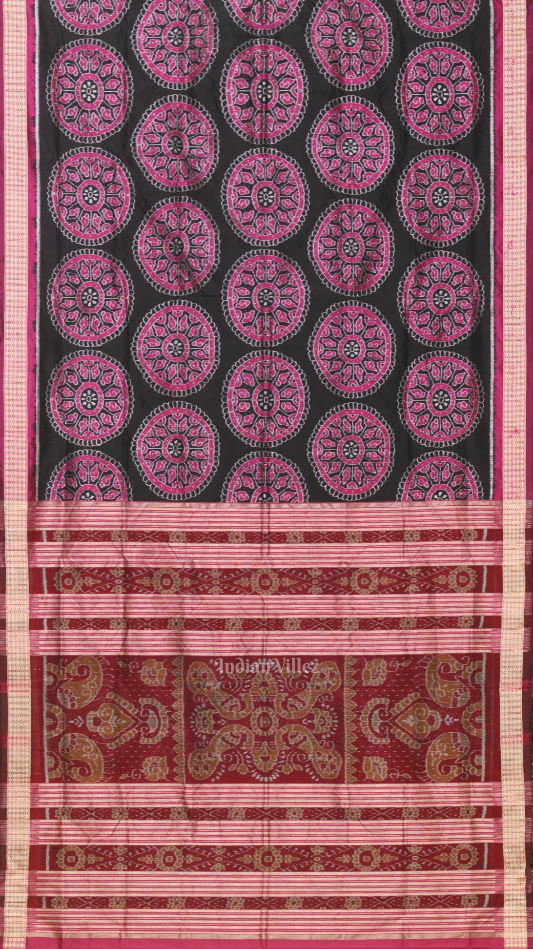 Exclusive Black Beautiful Jhoti Theme Sambalpuri Silk Saree