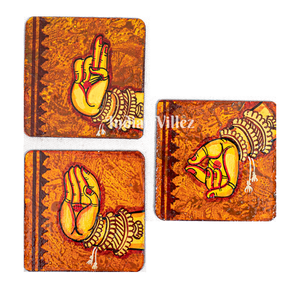 Mudra Pattachitra Hand-Painted Tray Coaster Set