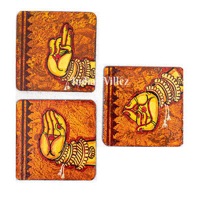 Mudra Pattachitra Hand-Painted Tray Coaster Set