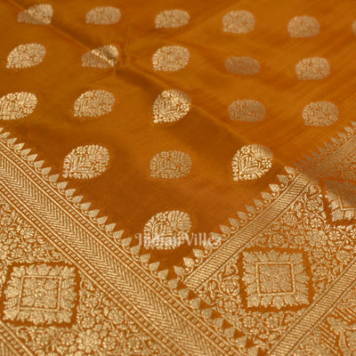 Orange Soft Pure Mashru Satin Silk Banarasi Saree