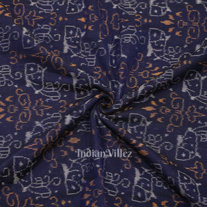 Blue Tribal Theme Sambalpuri Ikat Cotton Fabric