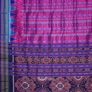 Purple Blue Odisha Ikat Khandua Silk Saree