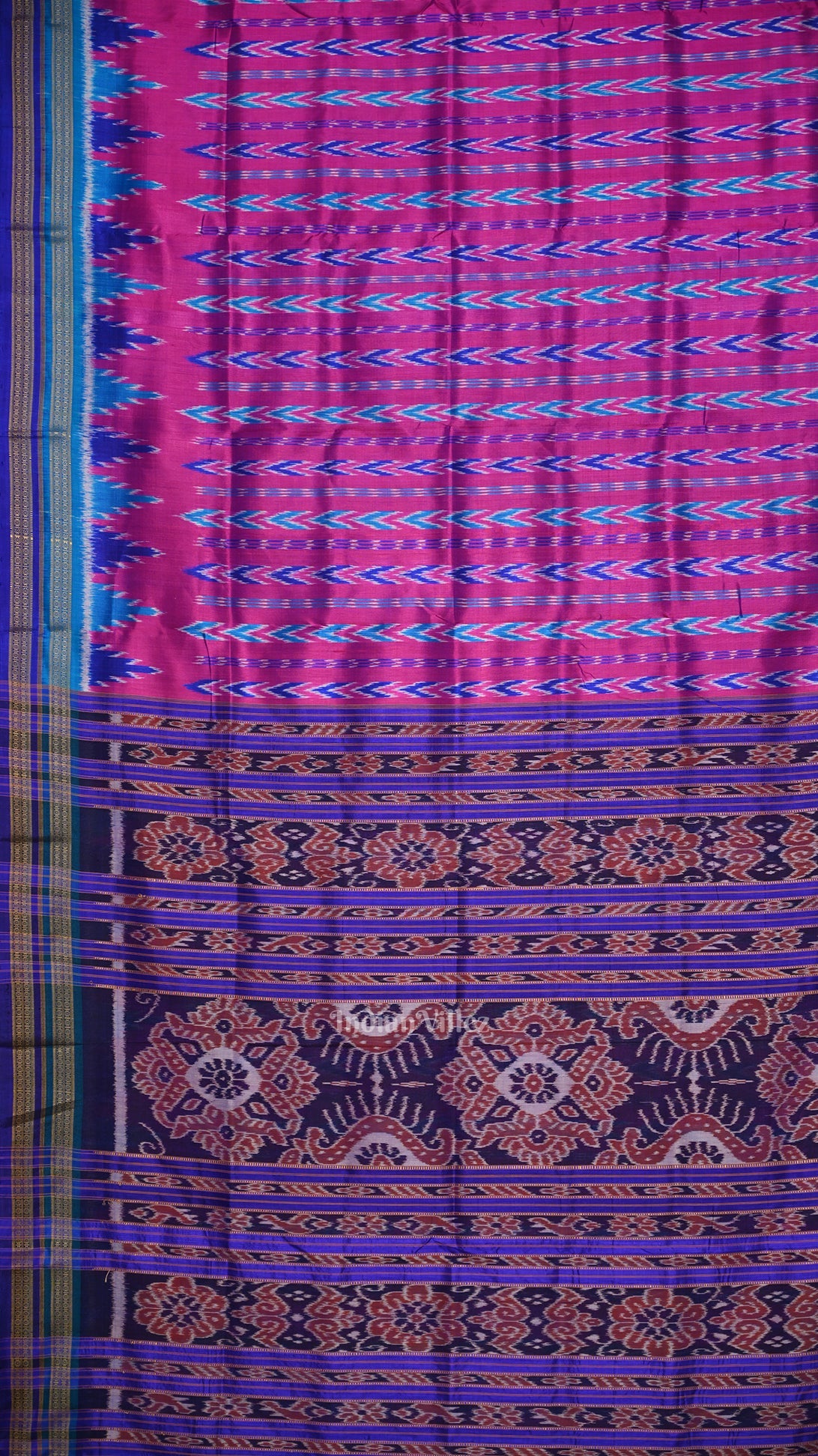 Purple Blue Odisha Ikat Khandua Silk Saree