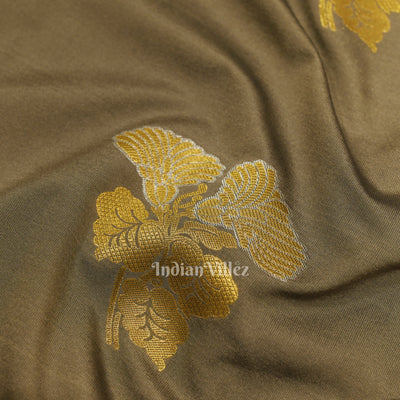 Dark Gray Pure Brocade Kanjivaram Silk Saree