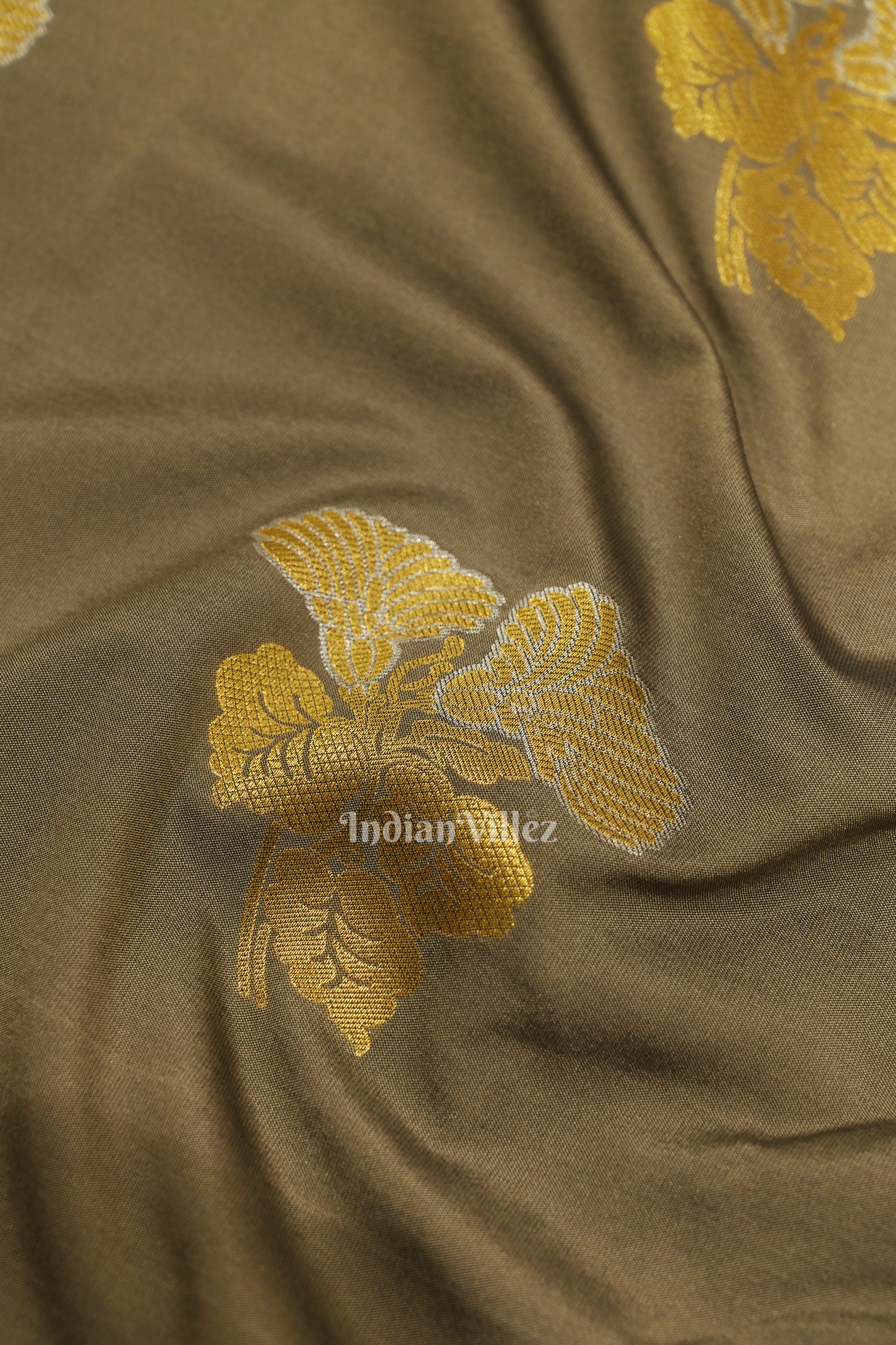 Dark Gray Pure Brocade Kanjivaram Silk Saree