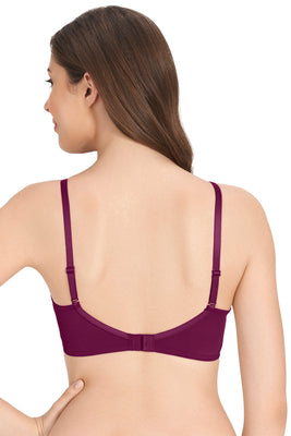 Satin Edge Padded Non-wired T-shirt Bra - Plum Caspia
