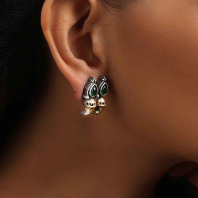 trueBrowns Silver Gold Tone Stud Earrings