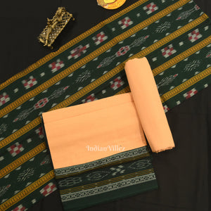 Green Cream Odisha Ikat  Sambalpuri Dress Material & Dupatta