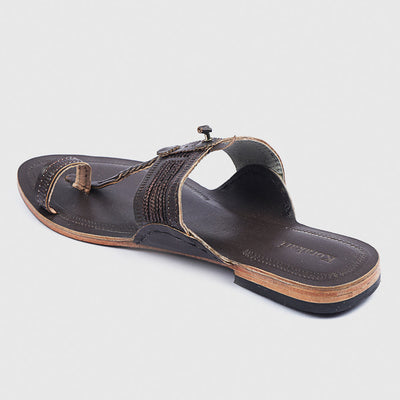 Brown Handstitched Leather Kolhapuri Women Slipper