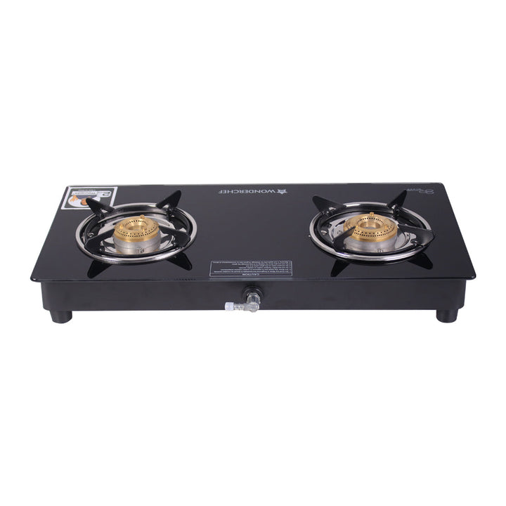 Ruby 2 Burner Glass Cooktop, Black Toughened Glass