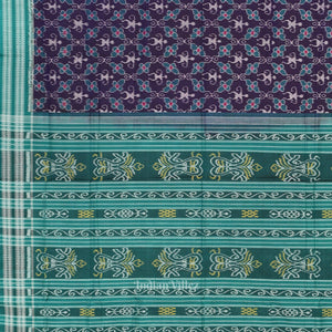 Blue Green Tribal Theme Odisha Sambalpuri Pure Cotton Saree