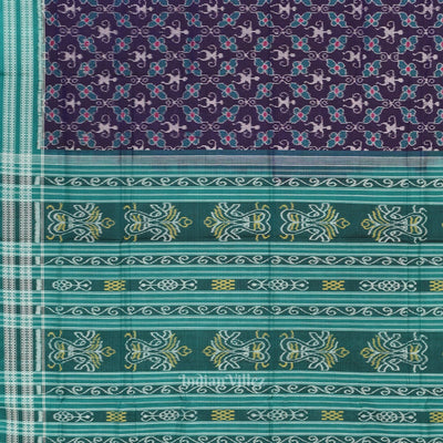 Blue Green Tribal Theme Odisha Sambalpuri Pure Cotton Saree