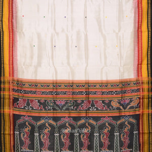 White Kathiphera Khandua Silk Saree with Nartaki Pallu