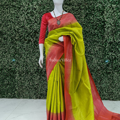 Parrot Green Pure Kanjivaram Silk Saree