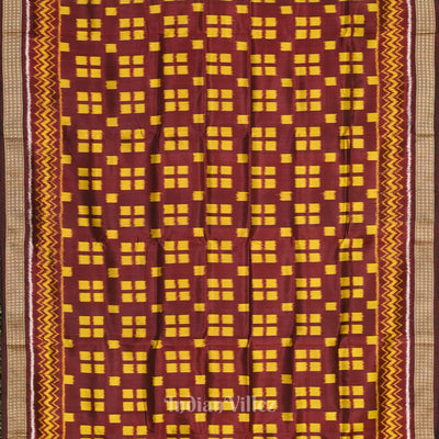 Coffee Pasapalli Border with Tribal Theme Ikat Khandua Silk Saree