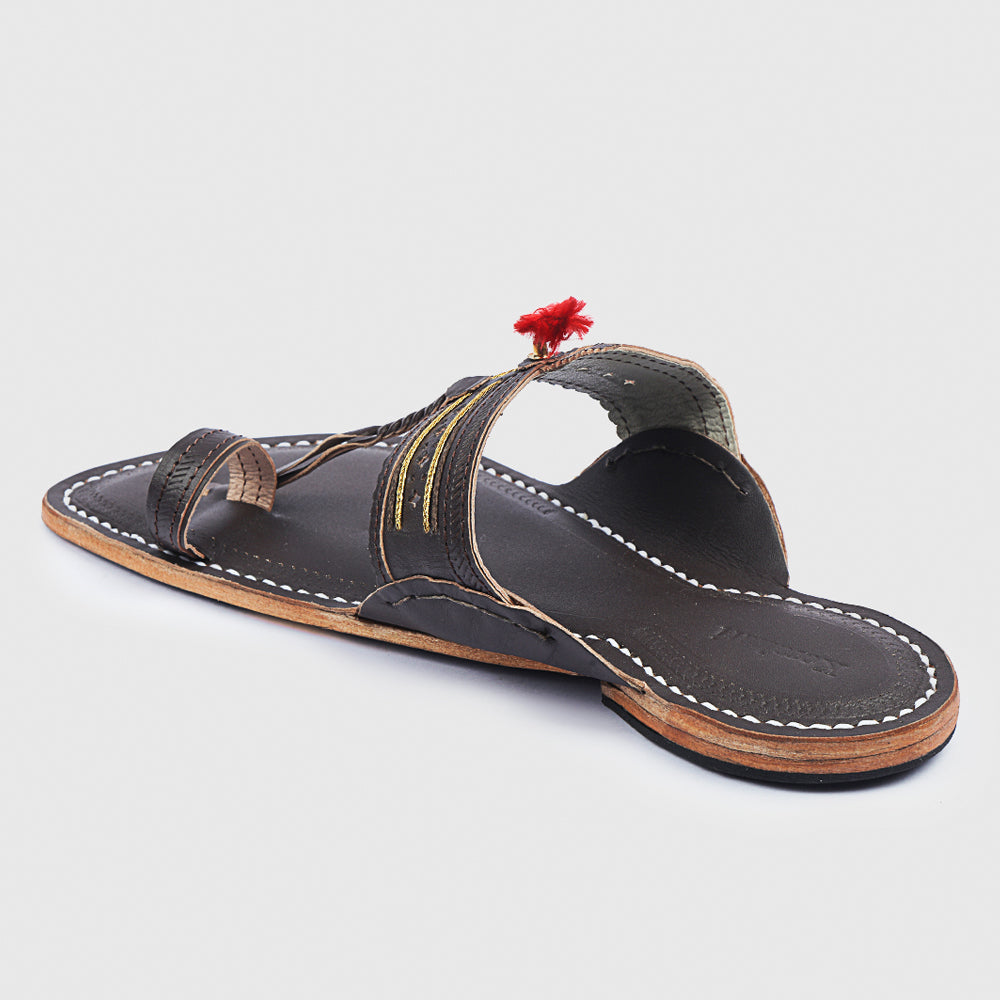 Brown Handstitched Leather Kolhapuri Men Slipper