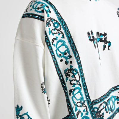 F A R A K | COSMIC BLOCKPRINT HOODIE { WHITE
