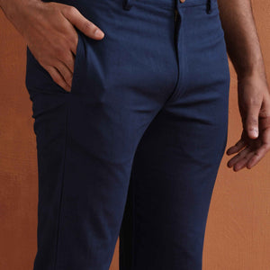 trueBrowns Men's Blue Cotton Twill Pants