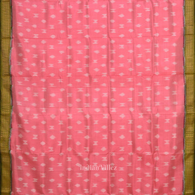 Baby Pink Mehendi Green Odisha Ikat Khandua Silk Saree