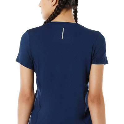 Flaunt Short Sleeve Round Neck Workout T-Shirt - Pageant Blue