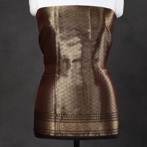 Brown - 2pc Tissue Zari Handloom Cotton Maheshwari Dress Material