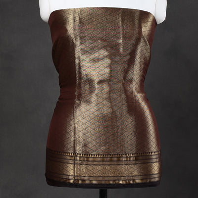 Brown - 2pc Tissue Zari Handloom Cotton Maheshwari Dress Material