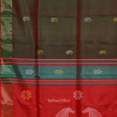 Green Red Pure Bishnupuri Silk Saree