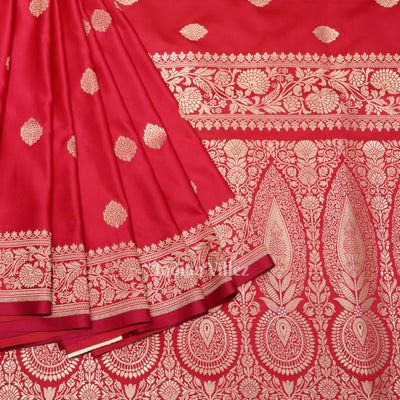 Exclusive Bridal Rose Pink Soft Pure Mashru Satin Silk Banarasi Saree