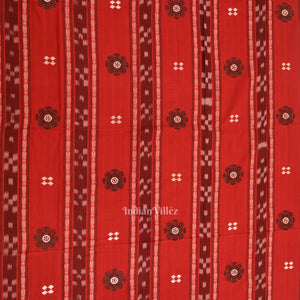 Red with Black Floral Buti Odisha Ikat  Sambalpuri Dress Material & Dupatta