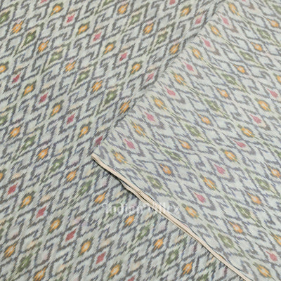 Off White Pochampally Ikat Silk & Cotton (Sico) Fabric