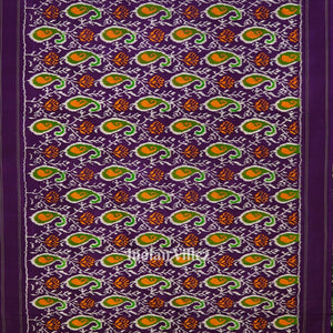 Purple Floral Motif Pochampally Ikat Handloom Silk Saree