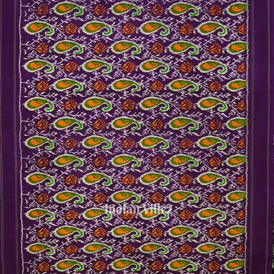 Purple Floral Motif Pochampally Ikat Handloom Silk Saree