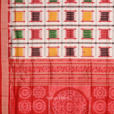 White with Multicolor Ashwin Theme Sambalpuri Silk saree