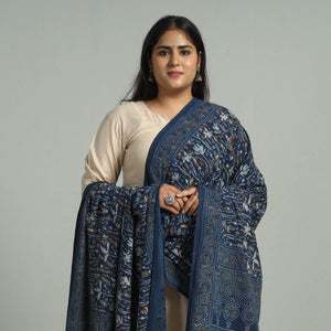 Blue - Block Printed Cotton Ajrakh Dupatta 03