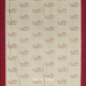 Silver Grey With Maroon Designer Odisha Ikat Contemporary Silk Saree