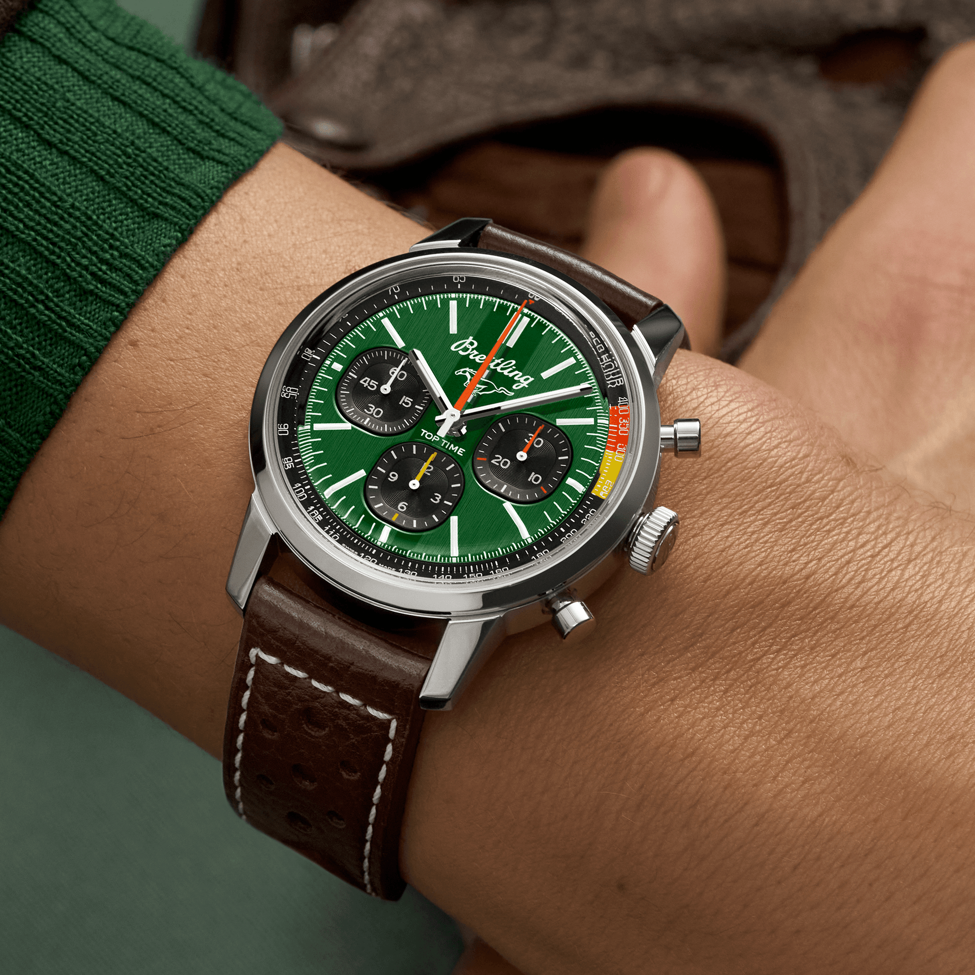 Breitling Top Time B01 Ford Mustang Green Dial Men 41mm