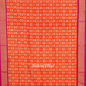 Exclusive Deep Orange Pochampally Ikat Handloom Silk Saree