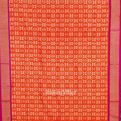 Exclusive Deep Orange Pochampally Ikat Handloom Silk Saree