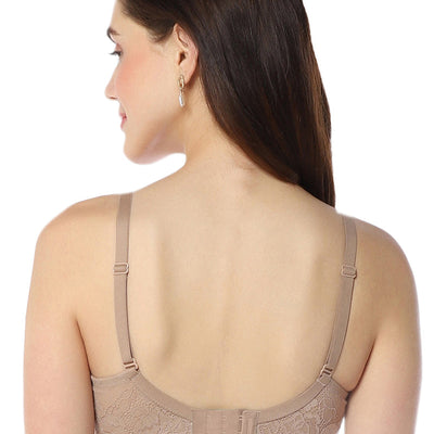 Lace Elegance Padded Non-Wired Bra - Stucco