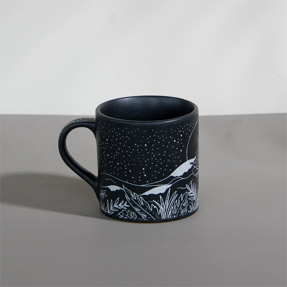 Black - Ceramic Yoga Design Coffee Mug (350ml)