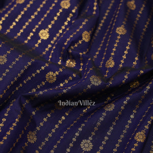 Deep Blue Rani Pink Pure Brocade Kanjivaram Silk Saree