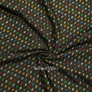 Exclusive Black Pochampally Ikat Silk & Cotton (Sico) Fabric