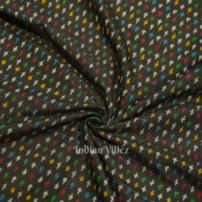 Exclusive Black Pochampally Ikat Silk & Cotton (Sico) Fabric