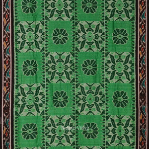 Green Black Computer Maniabandha Cotton Saree