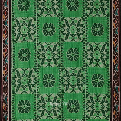 Green Black Computer Maniabandha Cotton Saree