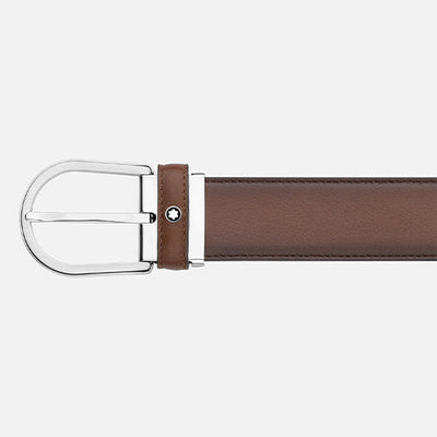 Mont Blanc, Horseshoe buckle brown 35 mm leather belt