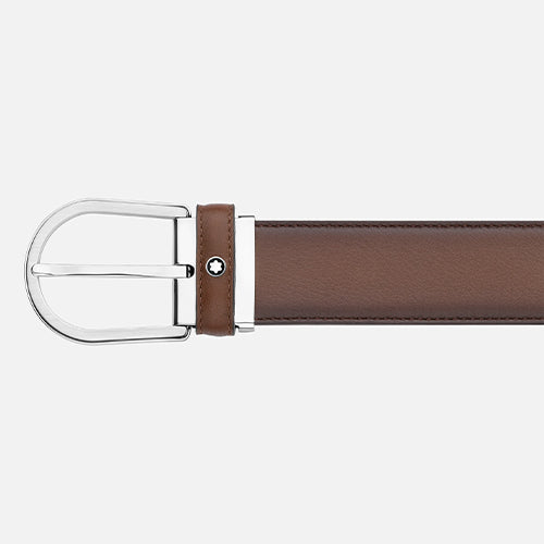 Mont Blanc, Horseshoe buckle brown 35 mm leather belt