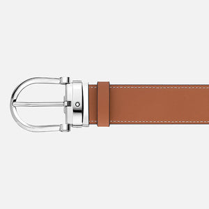 Mont Blanc, Horseshoe buckle green/tan 35 mm reversible leather belt